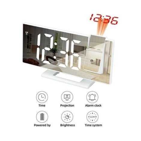 Réveil numérique LED avec projection de l'heure au plafond, horloge électronique de chevet silencieuse pour chambre (1/4)