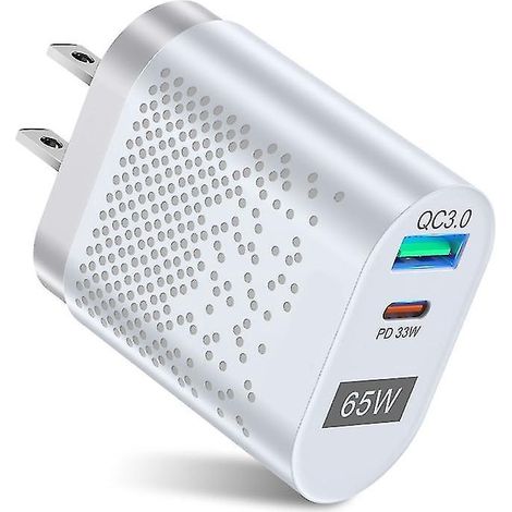 Gan 65W Powerbank Quick Charge 3.0 Typ C PD USB mit US-Stecker – Weiß (1/5)
