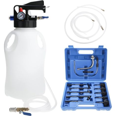 Rosvola Extracteur d'huile et de Liquide ATF pneumatique bidirectionnel 10L avec kit de Recharge de 14 adaptateurs ATF (1/5)
