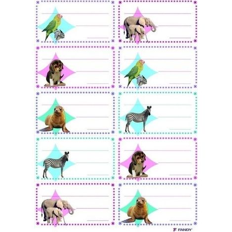 Adesivi per quaderni 06 - Animali 10 pz