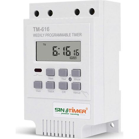 3 minuteries électroniques programmables hebdomadaires SINOTIMER TM616W-2 30A 220V avec relais (1/5)