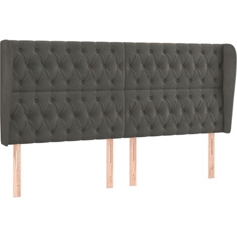Testiera Testata del letto ad Orecchio GrigioScuro 183x23x118/128cm in Velluto (1/4)