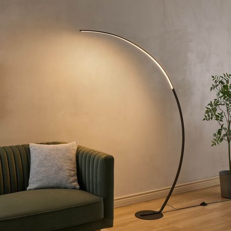 Grand lampadaire courbé LED noir 170 cm - Thalia (1/5)