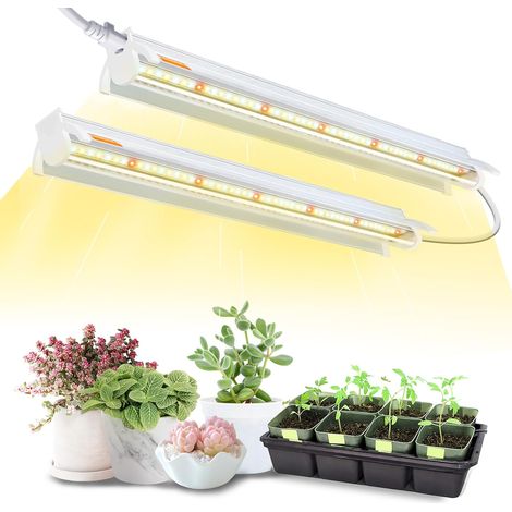T5 Plant Lights for Indoor Plants, 42cm 2 Pack (10W x2) LED Full Spectrum Plant Lights with Reflectors for Seedlings, Grow Lights for Shelves/Shelving (1/5)