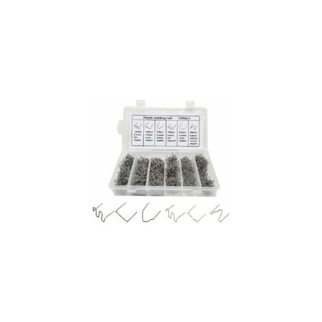 Agrafes Chaudes 6 Types 1200 Pcs Baguettes de Soudage Agrafes Chaudes de Vague Agrafeuses à Chaud Soudure Agrafe Plastique pour Réparation de Pare-Chocs de Voiture, Soudage de Carrosserie-0.6/0.8mm (1/5)