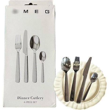 Ensemble de vaisselle en acier inoxydable - 4 pièces (fourchettes et cuillères), style occidental