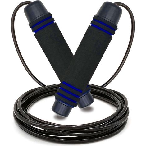 Corde à Sauter Réglable - Fil d'Acier Recouvert de PVC - Roulements à Billes Intégrés - Poignées en Mousse Anti-Dérapante - Longueur 3 m - Pour Adultes