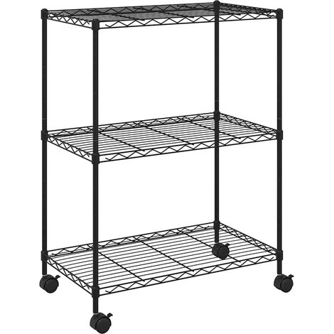 Étagère de rangement 3 niveaux et roues 60x35x81 cm noir 150 kg (1/5)