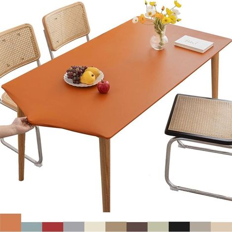 Nappe rectangulaire ajustée en vinyle 120x60cm – Bords élastiques – Imperméable et lavable – Pour intérieur et extérieur – Orange (1/5)