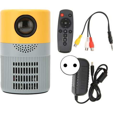 Projecteur Mini HD 1080P Portable, Son Cinéma, Double Ventilateur, pour Films, DVD, 100V‑240V, Jaune Gris, Prise EU (1/5)