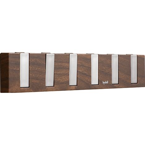 Porte-Manteau Mural en Forme de Touche de Piano - Crochets Pliables et Étanches - Finition Imitation Bois - Sans Perçage - Pour Salle de Bain - Aspect Noyer (1/5)