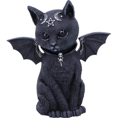 Nemesis Ora gatto nero Malpuss con ali in design nascosto come statuetta da collezione (1/4)