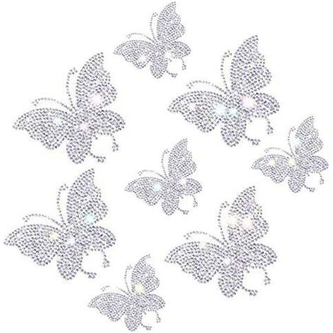 8 Pièces Papillon Cristal Autocollants de Voiture, Papillon Décalques de Décoration de Voiture En Paillettes, Étincelant Accessoires pour Fenêtre Ordinateur Portable Bagages Téléphone(Blanc) (1/5)
