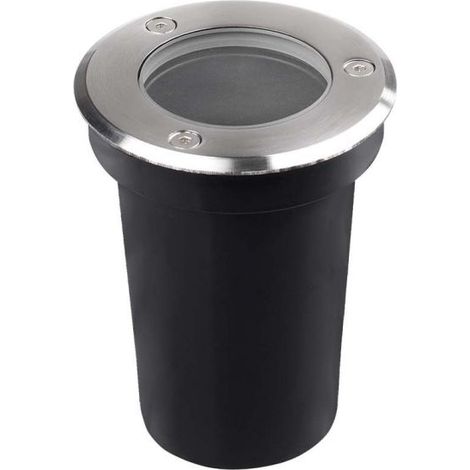 V-TAC VT-1127 Lampada segnapasso a cilindro ad incasso portalampada interrata segnapassi calpestabile rotondo colore nero e acciaio GU10 IP67 - SKU 10374
