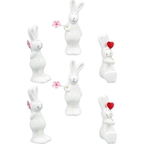 de 6 décorations de table lapin créatives en céramique