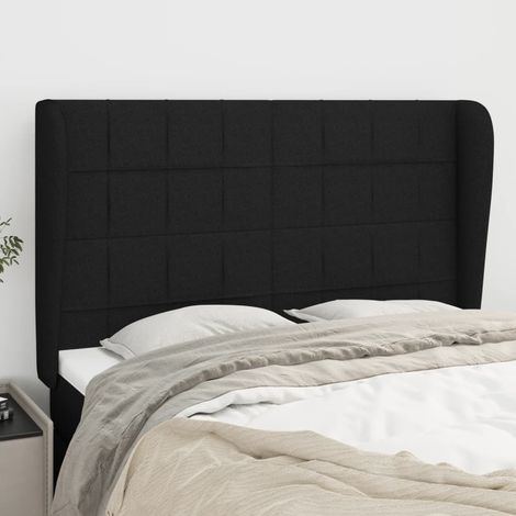 vidaXL Tête de lit avec oreilles Noir 147x23x118/128 cm Tissu (1/5)