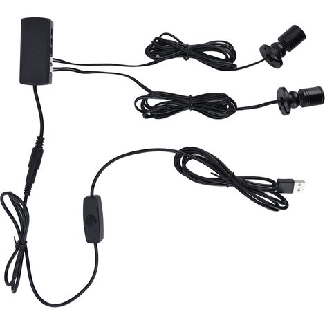 Plafonnier LED rond pour armoire, spot USB dimmable pour vitrine, éclairage de comptoir (lumière blanche, corps noir) - kit 7 lampes. (1/5)