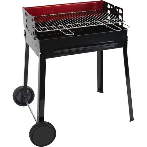 Ferraboli Barbecue a Carbonella e Legna GRANDE Griglia 60x40 cm Ruote e Cassetto raccogli Cenere per 8-10 Persone BBQ per grigliare arrostire carni pesce verdure Uso Giardino e Outdoor Made in Italy