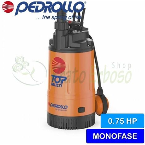 Pedrollo TOP MULTI 2 Bomba sumergible con flotador para aguas pluviales 0,75Hp riego, vaciado, monofásica