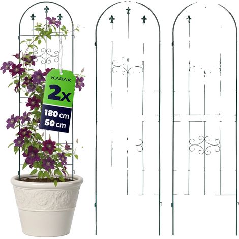 Treillis de jardin, acier revêtu de poudre, 180 cm x 50 cm, 2 pièces, supporte diverses plantes, installation facile (1/5)