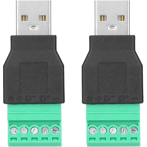 2 pièces USB 5A Adaptateur de bornier à vis USB 5A mâle à 5 Broches/Voie Femelle Boulon vis de Blindage bornes de Type connecteur Adaptateur enfichable pour la et Le Transfert (1/5)