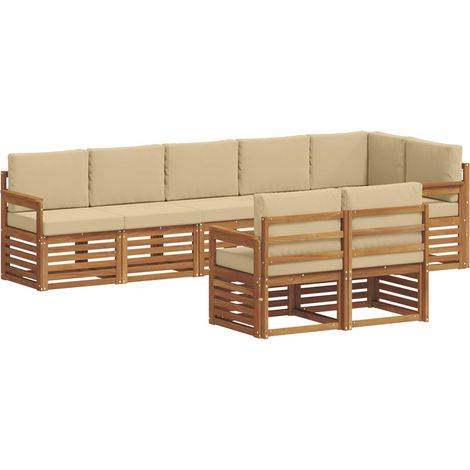 Sofa Sets 8 pcs Natural and Beige Solid Acacia Wood vidaXL (1/5)