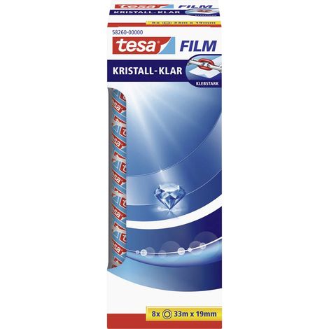 TESA 58260-00000 SET DI 8 RULLI DI PELLICOLA ADH SIF TRASPARENTE PER FILM INVISIBILI TRASPARENTI 33 MX 19 MM (1/5)