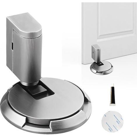 Butée de Porte Magnétique, Mechanical Floor Door Stopper, Punch-Free Mechanical Silent Floor Door Stop, Adjustable Height Door Stopper, Windproof Heavy Duty Door Stopper with Adhesive (Argent) (1/5)