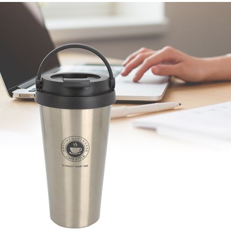 Tragbarer und leicht zu transportierender Kaffeebecher, Auto-Thermoskanne aus Edelstahl, goldfarben, 500 ml (1/5)