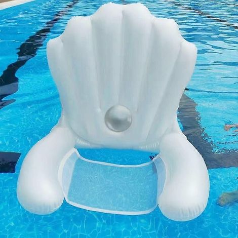 Fauteuil flottant gonflable en forme de coquillage avec filet, matelas de piscine pliable en PVC pour la plage et la détente dans l'eau en été (1/5)