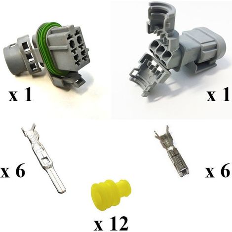 Kit Connecteurs Framatome Mâle Femelle 6 Voies Fil Gris