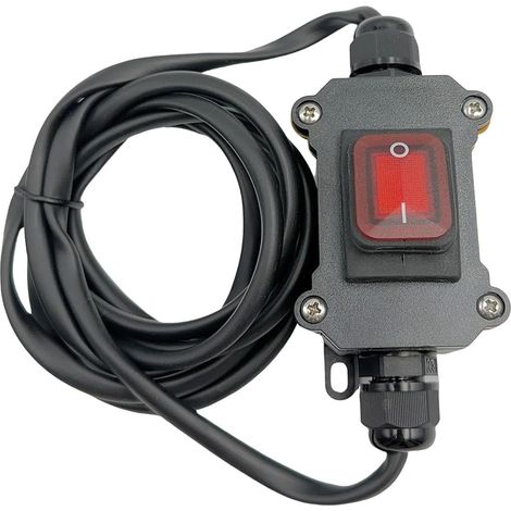 Interrupteur de cordon en ligne étanche 12 V 20 A DC IP66 avec éclairage rouge 2 positions 4 broches DPST avec fil électrique 16 AWG 2,5 m (1/5)