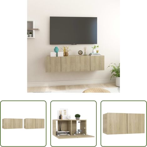 Wandregal - TV-Hängeschränke 2 Stk. Sonoma-Eiche 60x30x30 cm (1/5)