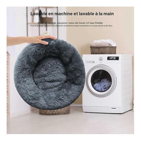 Lit pour Chiens de Petite, Moyenne et Grande Taille, 60cm, lit Rond, et Doux pour Animal de Compagnie avec Fond antidérapant (1/4)