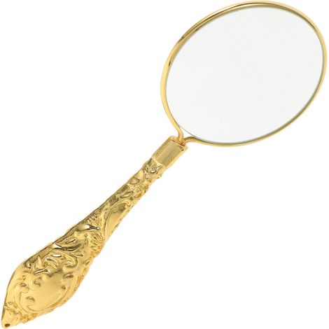 Loupe de poche portable avec poignée à motif floral en relief, petite lentille en métal (1/5)