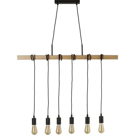 Searchlight Woody Sospensione 6 Luci, Legno Nero E Frassino (1/5)