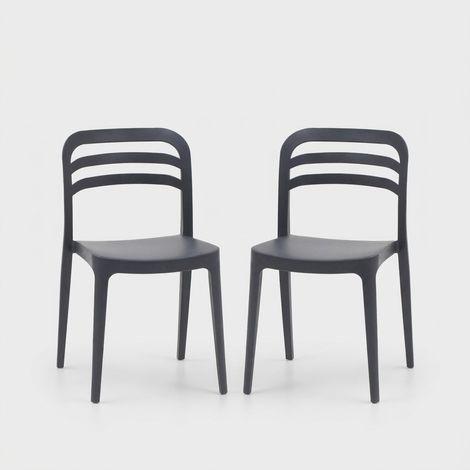Set 2 sedie impilabili per interno ed esterno Cannes - Antracite (1/5)