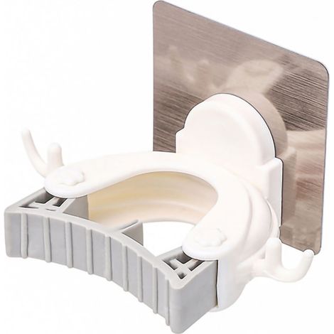 Support Balai Mural En Plastique - Fixation Adhésive Sans Perçage - Rangement Serpillière Salle De Bain Cuisine - Lot De 1