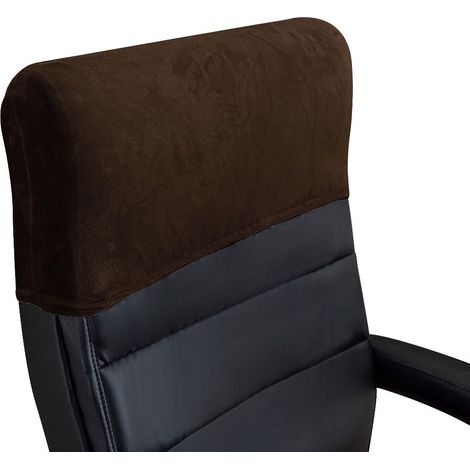 Housses d'appuie-tête en velours pour chaises de bureau et chaises d'ordinateur, anti-poussière, marron foncé, lot de 2 (1/5)