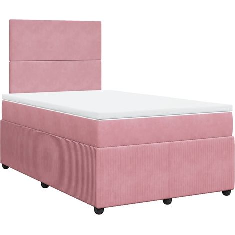 Maison Exclusive - Sommier à lattes de lit avec matelas rose 120x190 cm velours (1/5)