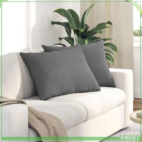 2 coussins de canapé, gris foncé, 70 x 50 cm, housses amovibles, rembourrage polyester, salon ou chambre