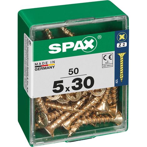 Boîte 50 Unités. Vis A Bois Spax Cab. Plat Yellox 5.0x30mm Spax (1/2)