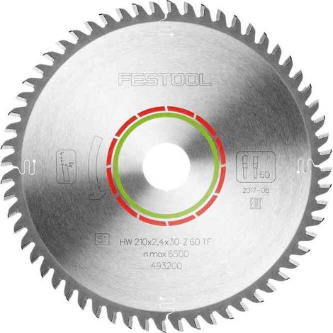 Festool 493200 Saw Blade Laminate/HPL HW 210 x 2.4 x 30 TF60 for TS 75 Saw