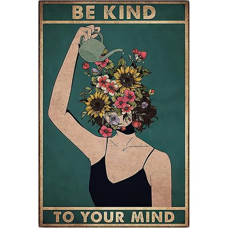 Sé amable con tu mente, póster de arte de pared vintage hippie bohemio, regalo de aliento para mujeres, decoración de pared para el hogar, la oficina, el dormitorio, la sala de estar y la cafetería. (1/3)