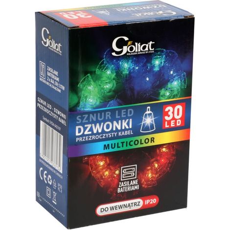 LED-Weihnachtsbeleuchtung – Mehrfarbige, batteriebetriebene Glöckchen, 30 Stück (1/5)