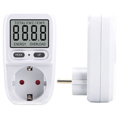 Ulisem Wattmeter 230V/16A, Wattmeter, Socket Energy Meter, Power Consumption Meter, Power Consumption Controller with LCD Display, Maximum Power 3680W (1 Piece)