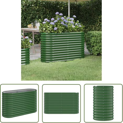The Living Store Lit surélevé de jardin Acier enduit de poudre 114x40x68 cm Vert - Jardinière Surélevée - Bac À Fleurs - Pots De Jardin - Décoration Extérieur - Jardin Vertical (1/5)
