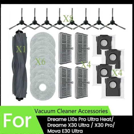 Lot de 23 pièces pour aspirateur Dreame L10s Pro Ultra Heat RLL82CE/X30 Ultra/Mova E30 Ultra : brosse latérale principale F