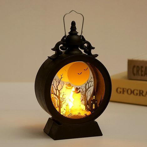 Décoration d'Halloween décoration de lampe à vent LED bougie électronique Halloween bar décoration d'atmosphère d'horreur décoration (citrouille) (1/5)