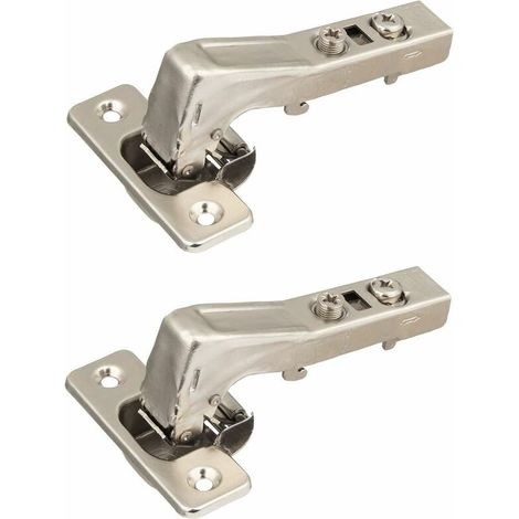 Charnière invisible courbée 45° type clip – Fixation sans embase ni ressort – Pour porte de meuble placard cuisine salle de bain – Ajustable (1/2)
